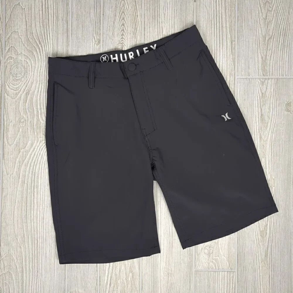 Hurley Men’s Size 30 Dark Grey/ Black Flat Front Skater Shorts With Pockets